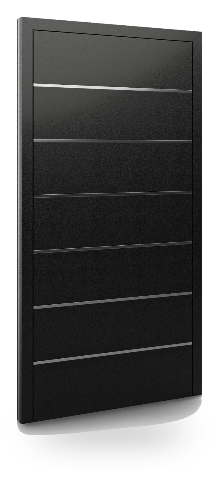 Eko-Okna DP04 — drzwi aluminiowe, panel pełny, aplikacja wpuszczana inox lub czarna