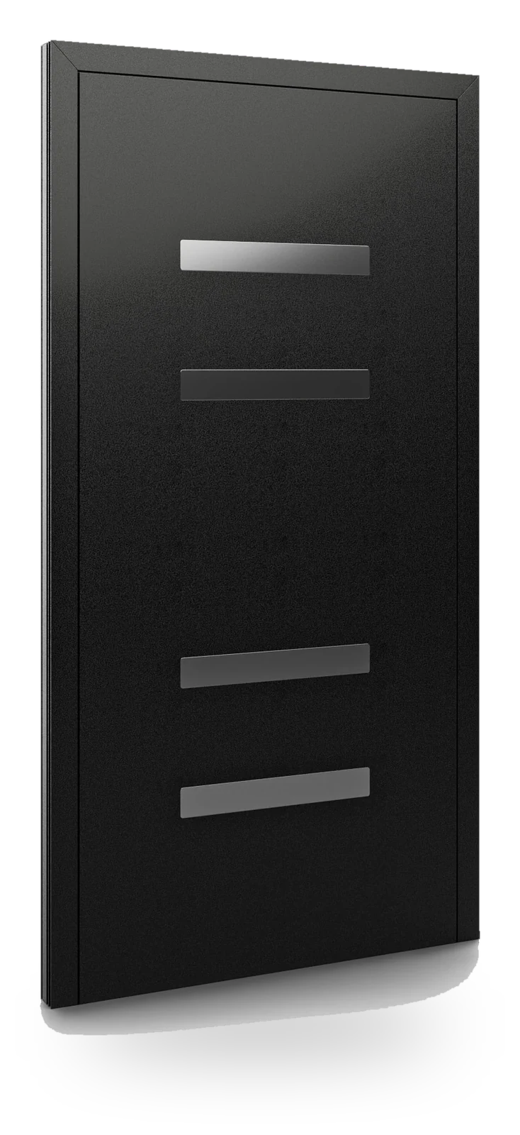 Eko-Okna DP21 — drzwi aluminiowe, panel pełny, aplikacja wpuszczana inox lub czarna
