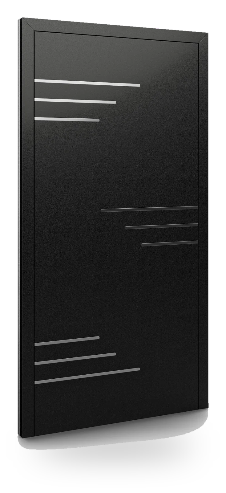 Eko-Okna DP23 — drzwi aluminiowe, panel pełny, aplikacja wpuszczana inox lub czarna