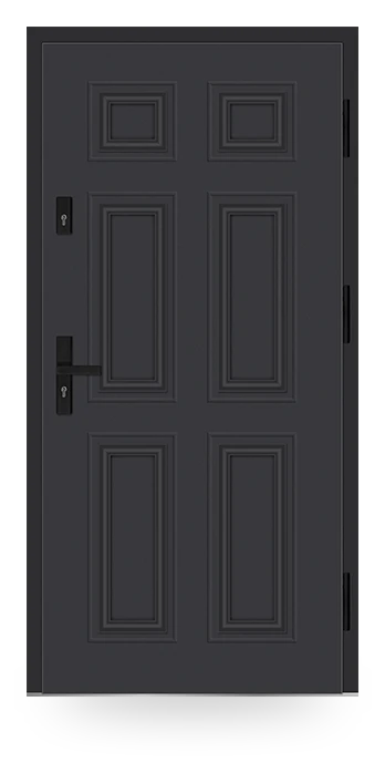 Martom 1P 131 — drzwi stalowe, panel pełny, kasetony w ramkach dekoracyjnych