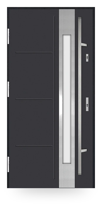 Martom A 01/3 — drzwi stalowe, z szybą, aplikacja inox