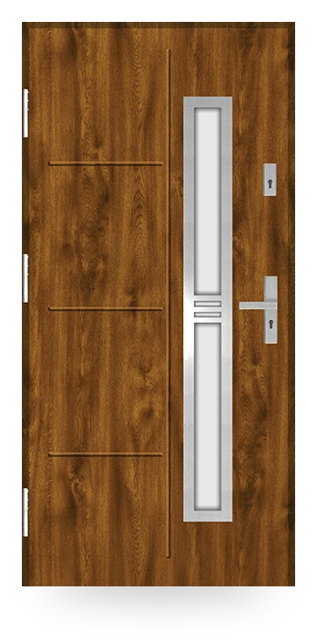 Martom A 10/3 — drzwi stalowe, z szybą, aplikacja inox