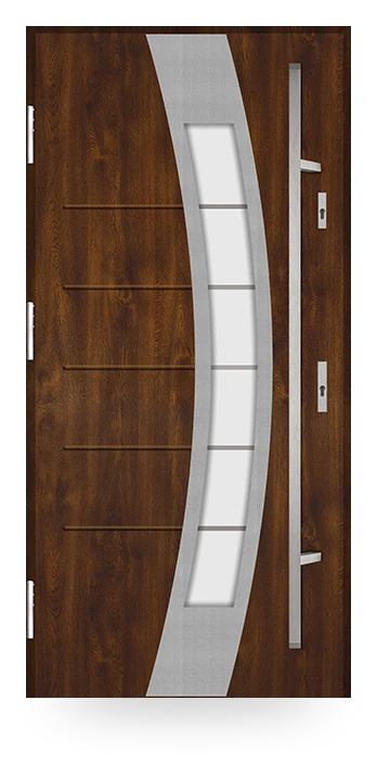 Martom F 58/54 — drzwi stalowe, z szybą, aplikacja inox