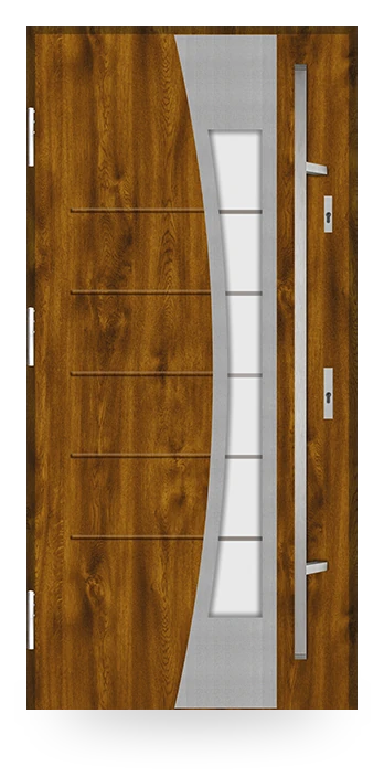 Martom F 59/55 — drzwi stalowe, z szybą, aplikacja inox