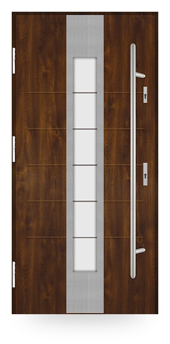 Martom F 60/56 — drzwi stalowe, z szybą, aplikacja inox