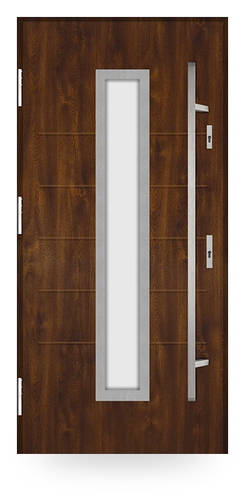 Martom F 61/56 — drzwi stalowe, z szybą, aplikacja inox