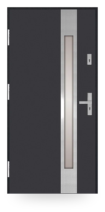 Martom G 01/3 — drzwi stalowe, z szybą, aplikacja inox