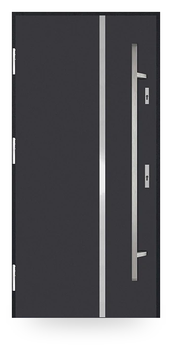 Martom G 04 — drzwi stalowe, panel pełny, aplikacja dekoracyjna inox