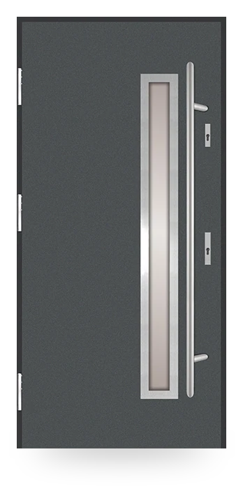 Martom G 05/3 — drzwi stalowe, z szybą, aplikacja inox