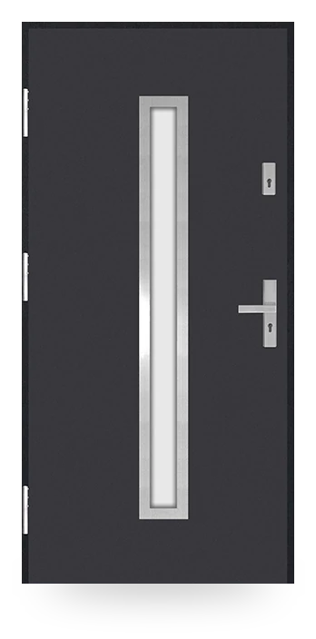 Martom G 06/3 — drzwi stalowe, z szybą, aplikacja inox