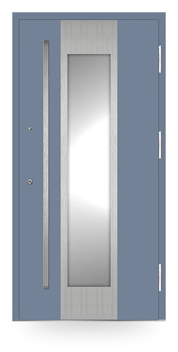 Martom G 120/72 — drzwi stalowe, z szybą, aplikacja inox