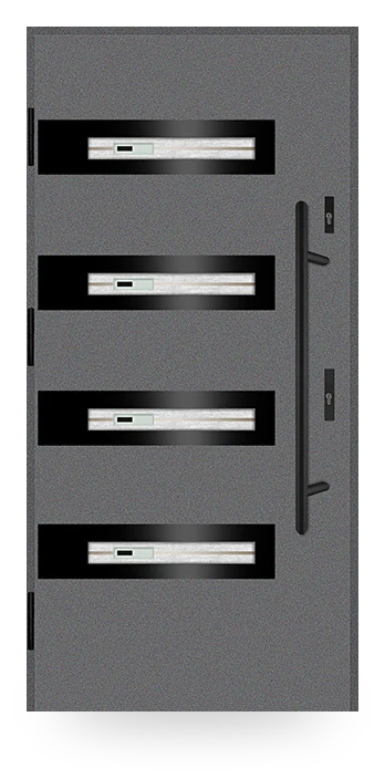 Martom G 20/19 — drzwi stalowe, z szybą, aplikacja inox