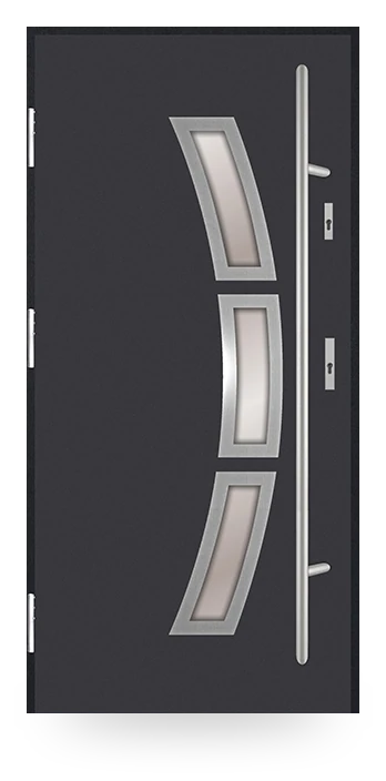 Martom G 21/21 — drzwi stalowe, z szybą, aplikacja inox