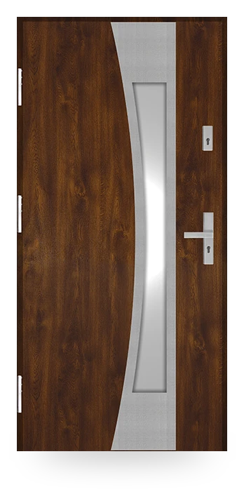 Martom G 59/55 — drzwi stalowe, z szybą, aplikacja inox
