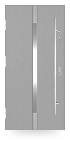 Martom G 602/48 — drzwi stalowe, z szybą, ramka dekoracyjna inox