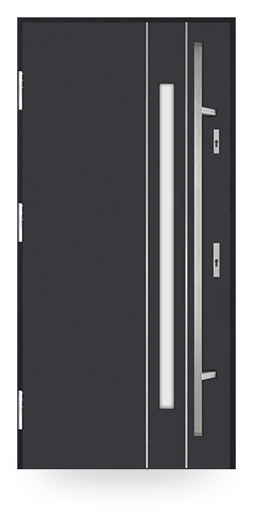 Martom G 604/48 — drzwi stalowe, z szybą, ramka dekoracyjna inox