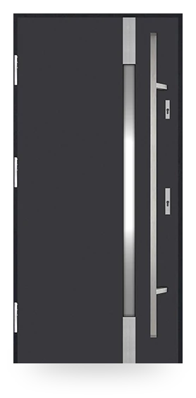 Martom G 606/48 — drzwi stalowe, z szybą, ramka dekoracyjna inox