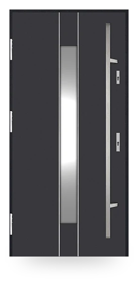 Martom G 609/49 — drzwi stalowe, z szybą, ramka dekoracyjna inox