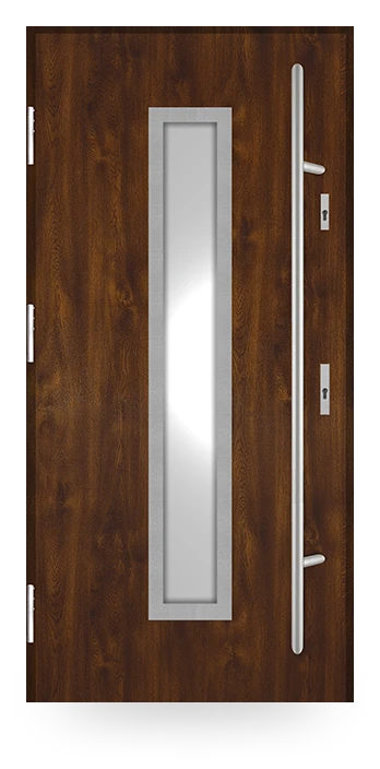 Martom G 61/56 — drzwi stalowe, z szybą, aplikacja inox