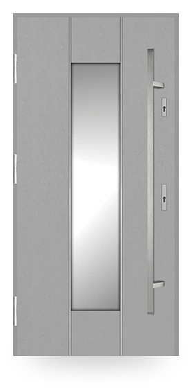 Martom G 611/50 — drzwi stalowe, z szybą, ramka dekoracyjna inox
