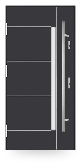 Martom G 624/48 — drzwi stalowe, z szybą, ramka dekoracyjna inox