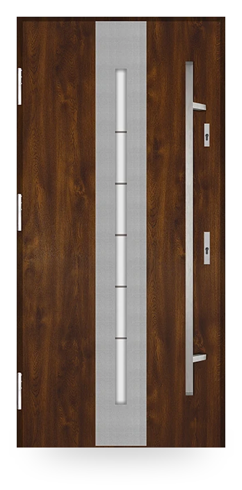 Martom G 63/10 — drzwi stalowe, z szybą, aplikacja inox