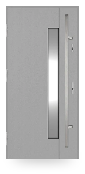Martom G 630/49 — drzwi stalowe, z szybą, ramka dekoracyjna inox