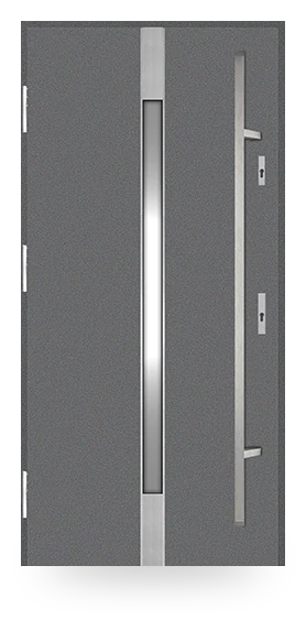 Martom G 674/48 — drzwi stalowe, z szybą, ramka dekoracyjna inox