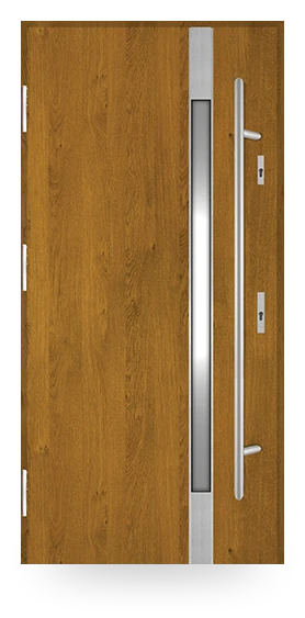Martom G 676/48 — drzwi stalowe, z szybą, ramka dekoracyjna inox