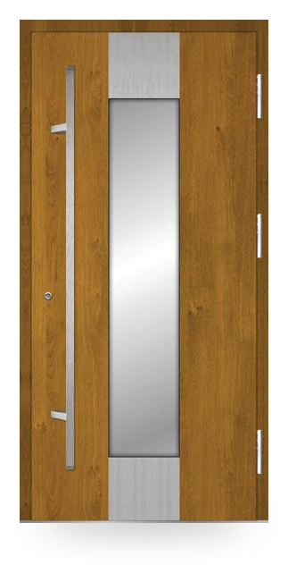Martom G 679/50 — drzwi stalowe, z szybą, ramka dekoracyjna inox