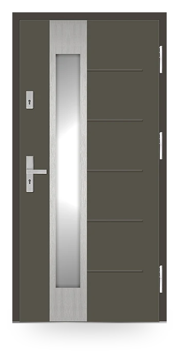 Martom H 144/4 — drzwi stalowe, z szybą, aplikacja inox