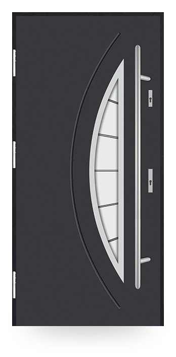 Martom J 38/35 — drzwi stalowe, z szybą, aplikacja inox