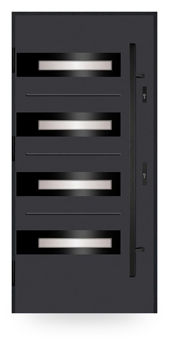 Martom R 20/19 — drzwi stalowe, z szybą, aplikacja inox