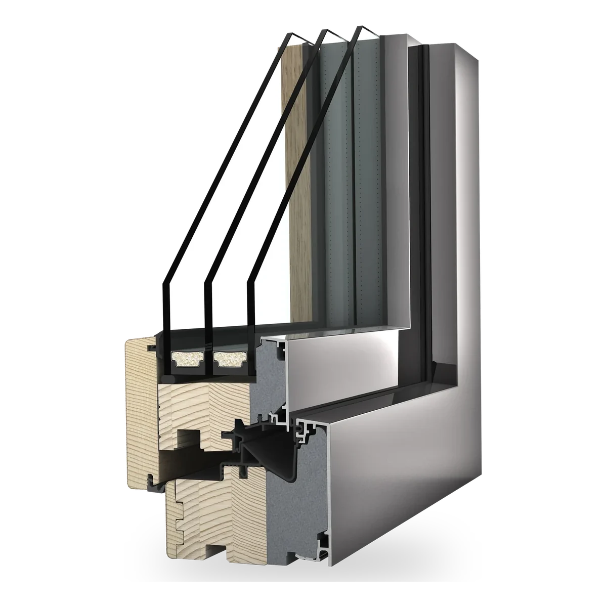 Internorm HF 410, system HF 410 - okno drewniano-aluminiowe