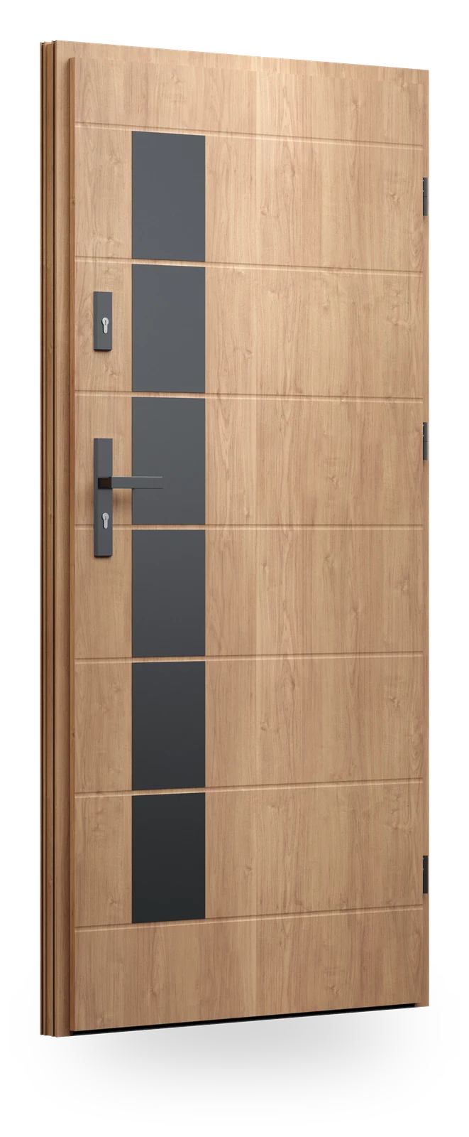 Wikęd 44 — drzwi stalowe, panel pełny, ramka black/inox