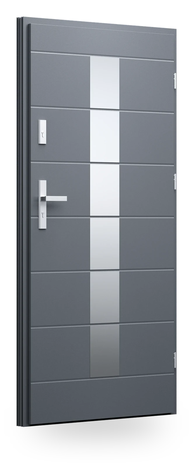Wikęd 44a — drzwi stalowe, panel pełny, ramka black/inox