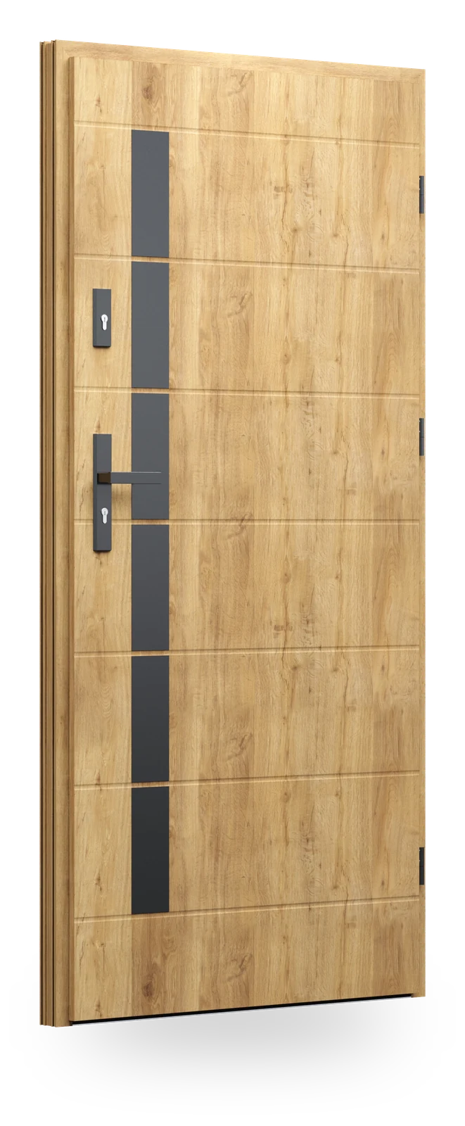 Wikęd 44b — drzwi stalowe, panel pełny, ramka black/inox