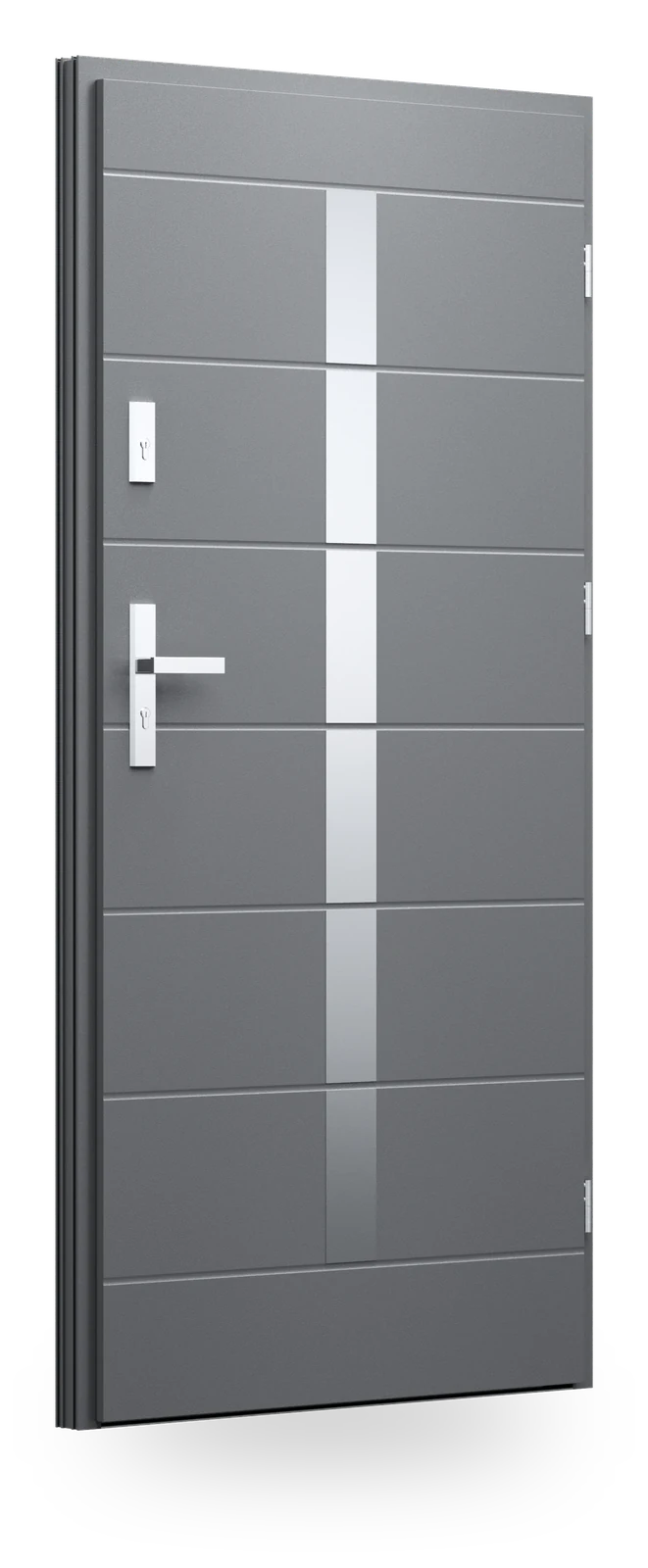 Wikęd 44c — drzwi stalowe, panel pełny, ramka black/inox