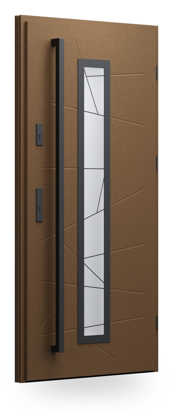 Wikęd 48 — drzwi stalowe, z szybą, ramka black/inox