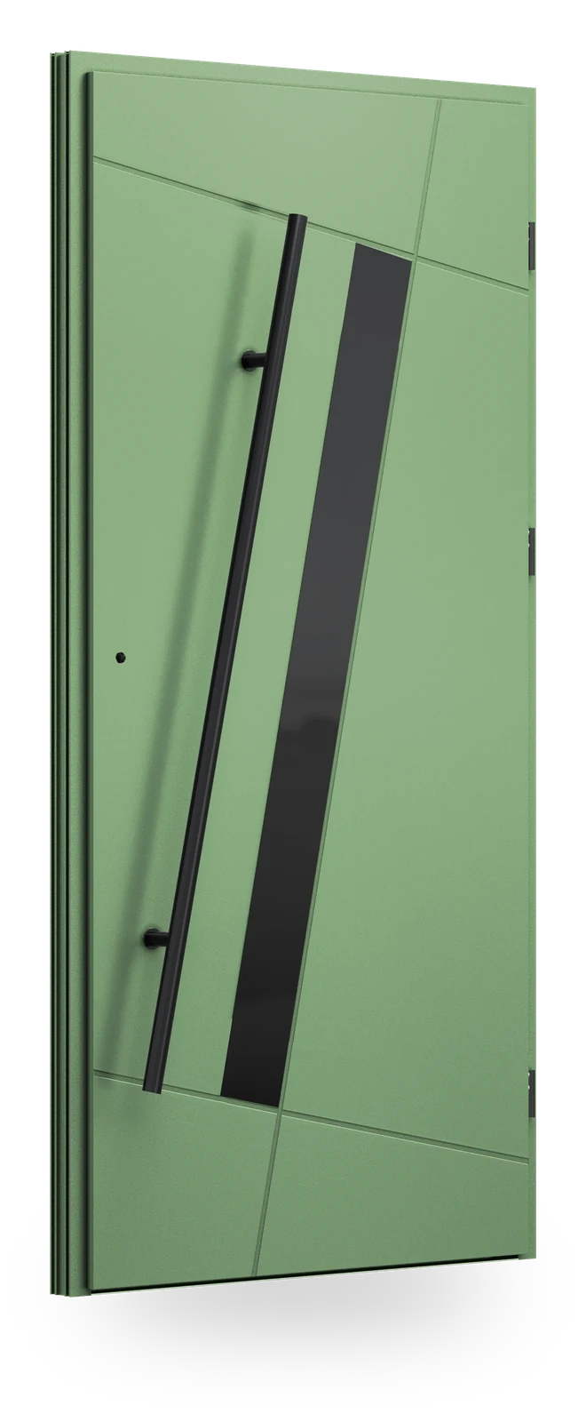 Wikęd GF07 — drzwi stalowe, panel pełny, pas szkła black lacobel