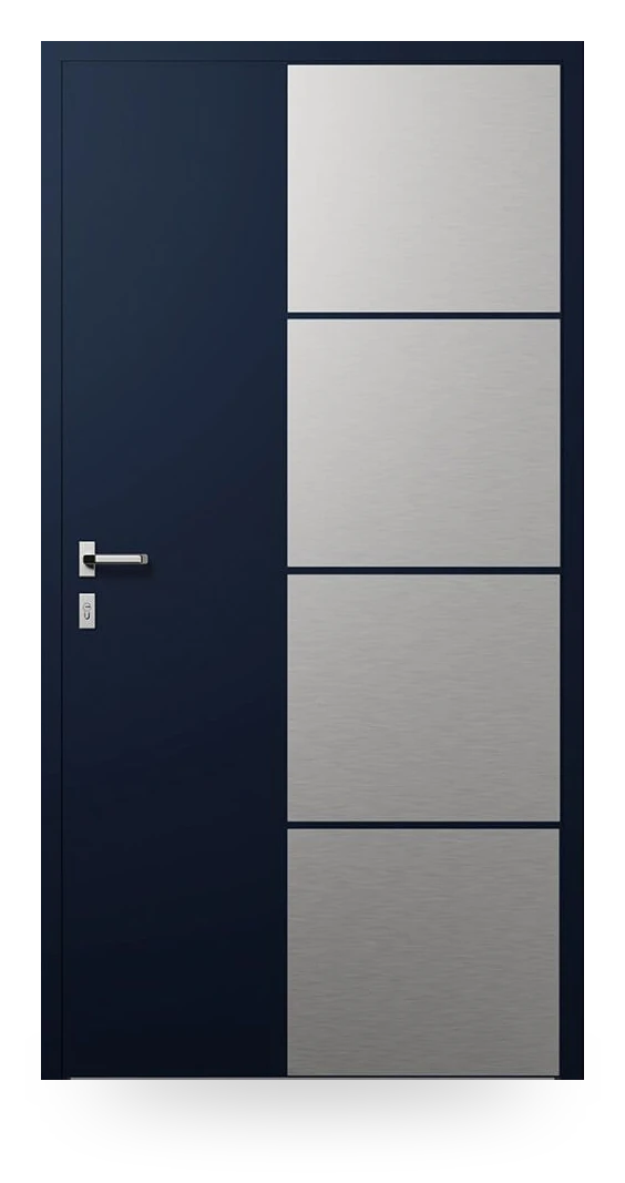 Wiśniowski CREO 316 — drzwi aluminiowe, panel pełny, aplikacje inox lub w kolorze