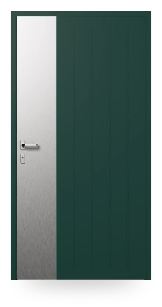 Wiśniowski CREO 317 — drzwi aluminiowe, panel pełny, aplikacje inox lub w kolorze