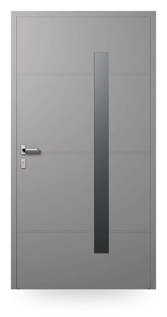 Wiśniowski CREO 413 — drzwi aluminiowe, z pasem szyby matowej, bez aplikacji