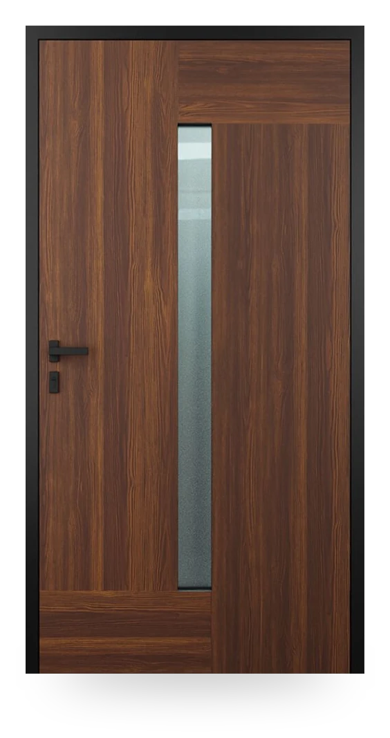 Wiśniowski CREO 504 — drzwi aluminiowe, z pasem szyby lustrzanej
