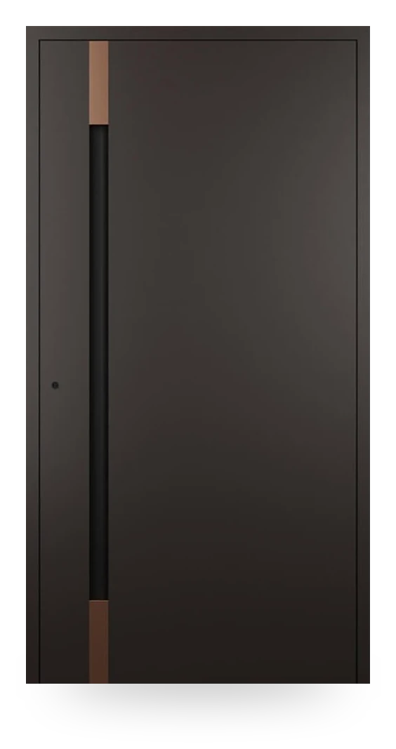 Wiśniowski CREO 701 — drzwi aluminiowe, panel pełny, czarne aplikacje