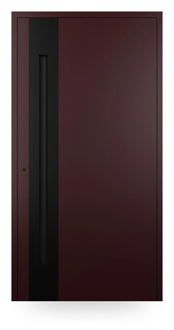 Wiśniowski CREO 703 — drzwi aluminiowe, panel pełny, czarna aplikacja