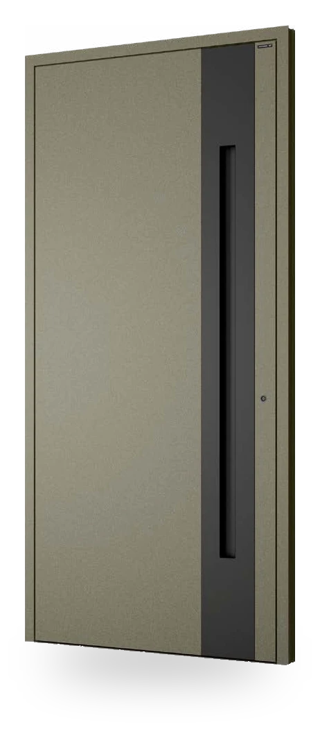 Wiśniowski CREO ART 1011 - drzwi aluminiowe, panel pełny, pionowy pas aplikacji