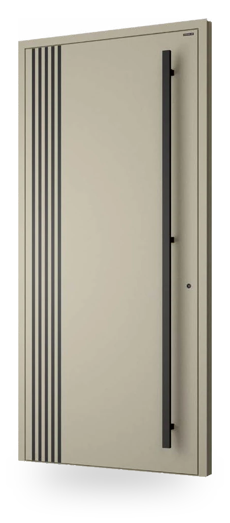 Wiśniowski CREO ART 1012 - drzwi aluminiowe, panel pełny, pionowe listwy przy krawędzi