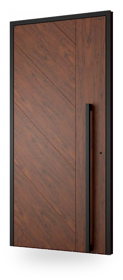 Wiśniowski CREO ART 3015 - drzwi aluminiowe, panel pełny, ukośny rysunek drewna