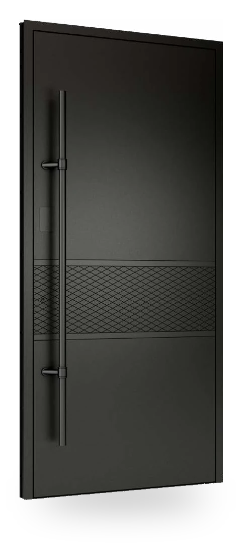 Wiśniowski CREO ART 5012 - drzwi aluminiowe, panel pełny, frezy w romby u dołu